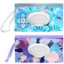 Baby Wipes Dispenser, 2 Pcs Travel Baby Wipe Holder, Refillable Baby Wet Wipe Pouch, Reusable Baby Wipes Container, Portable Wipe Dispenser, Wipe Bags for Travel, blue purple Floral