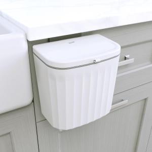 Glad Roomate Under Counter Waste Bin | Space Saving Small Trash Can for Kitchen Cabinet, Bathroom or Office | Dual Lid for Ease of Opening, 7 Liter, White
