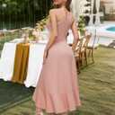 Bbonlinedress Halter Cocktail Women Dresses Prom Formal Wedding Guest Bridesmaid Ruffled Maxi Hi-Lo Evening Party 2026 Dress (Pink, XL)
