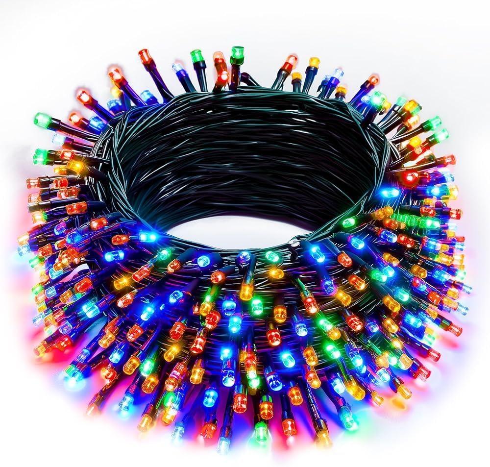 Christmas String Lights, 100 FT 300 LED String Lights Green Wire with Timer 8 Modes, Connectable Waterproof Decoration for Indoor Outdoor Xmas Trees Party Garden Wedding, Multi-Colored