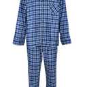 Hanes Men's 100% Cotton Flannel Plaid Pajama Top and Pant Set, Blue, XX-Large