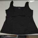 PINKMSTYLE Womens Basic Square Neck Tank Tops Cute Double Lined Sleeveless Tops Summer Outfits (X-Large, Black)