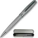 YUNCHUN Executive Pens for Men, Heavy Ballpoint Pens Set for Men Gift, Retractable Ball Point Pens for Work, Smooth Writing Black Ink with Lozenge Pattern, Silver