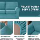 vctops 3 Pieces Velvet Stretch Armchair Sofa Cover for 1 Seater Couch Soft Washable Sofa Slipcover with Individual Backrest and Cushion Cover for Kids Cats Dogs 32"-47"(1 Cushion Armchair), Teal