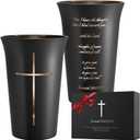 2PCS Black Frosted Drinking Glass Cups with Cross & Bible Verse, Inspirational Religious Gifts for Christians, Catholic Women & Men, Pastor Appreciation, Baptism & Confirmation Gifts for Boys & Girls
