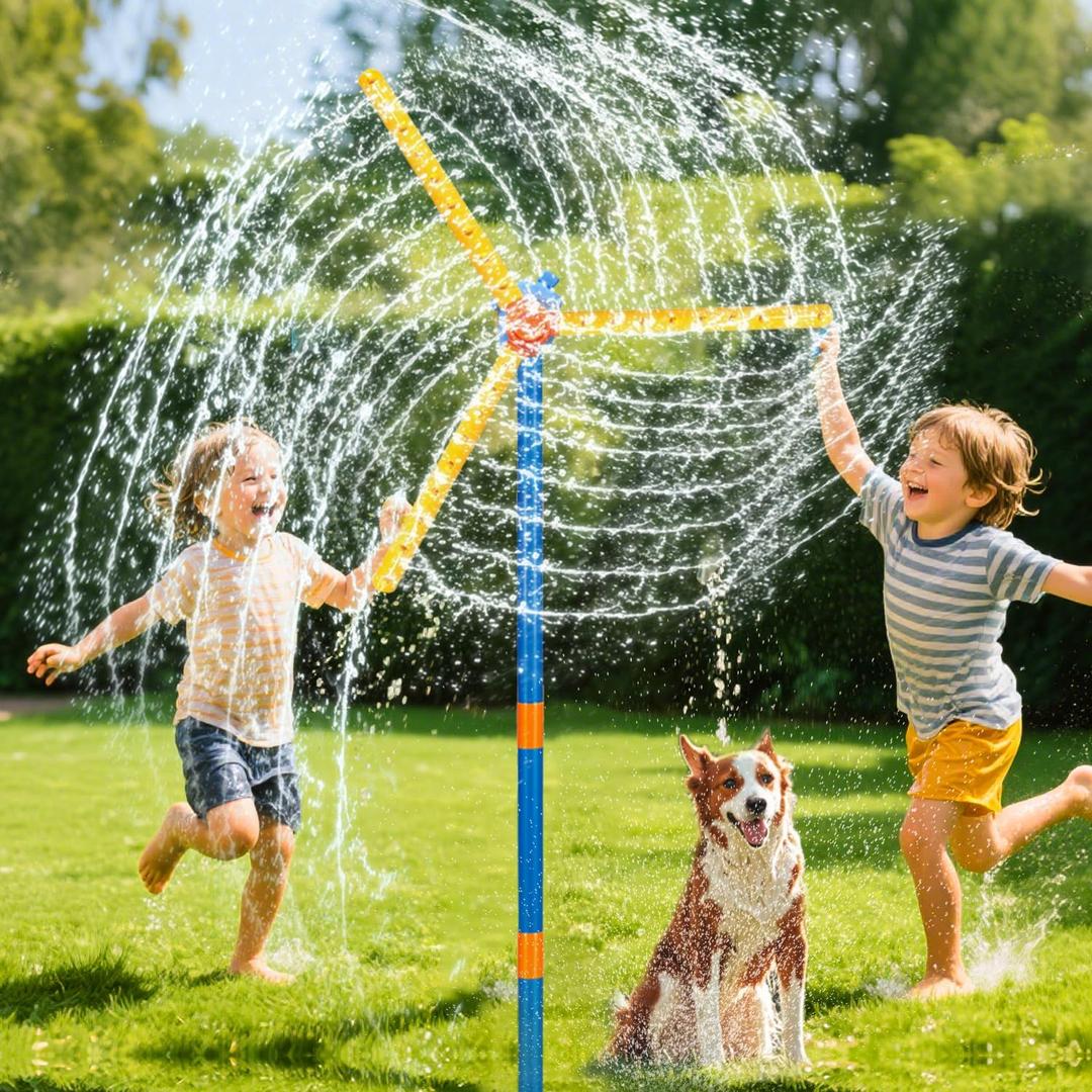 57" Windmill Water Sprinkler for Kids Summer Toys, Outdoor Toys for Toddlers, 360 Spinning Splash Water Toys, Backyard Games for Summer Fun, Gifts for Boys Girls Dogs & Garden Watering