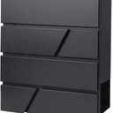 Jssmst Locking Mailbox Wall Mount- Waterproof mailboxes with Secure Key Lock and Newspaper Compartment, Key Lock Drop Box Extra Large Capacity, 12.9 x 4.1 x 14.2 Inch, Black, SM-HPB936 New