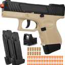 Soft Bullet Gun with Ejecting Shells, Realistic Toy Pistol for Boys, Tactical Toy Pistol with Scope, Birthday Gifts for Boys Girls Age 8+ (Sand)