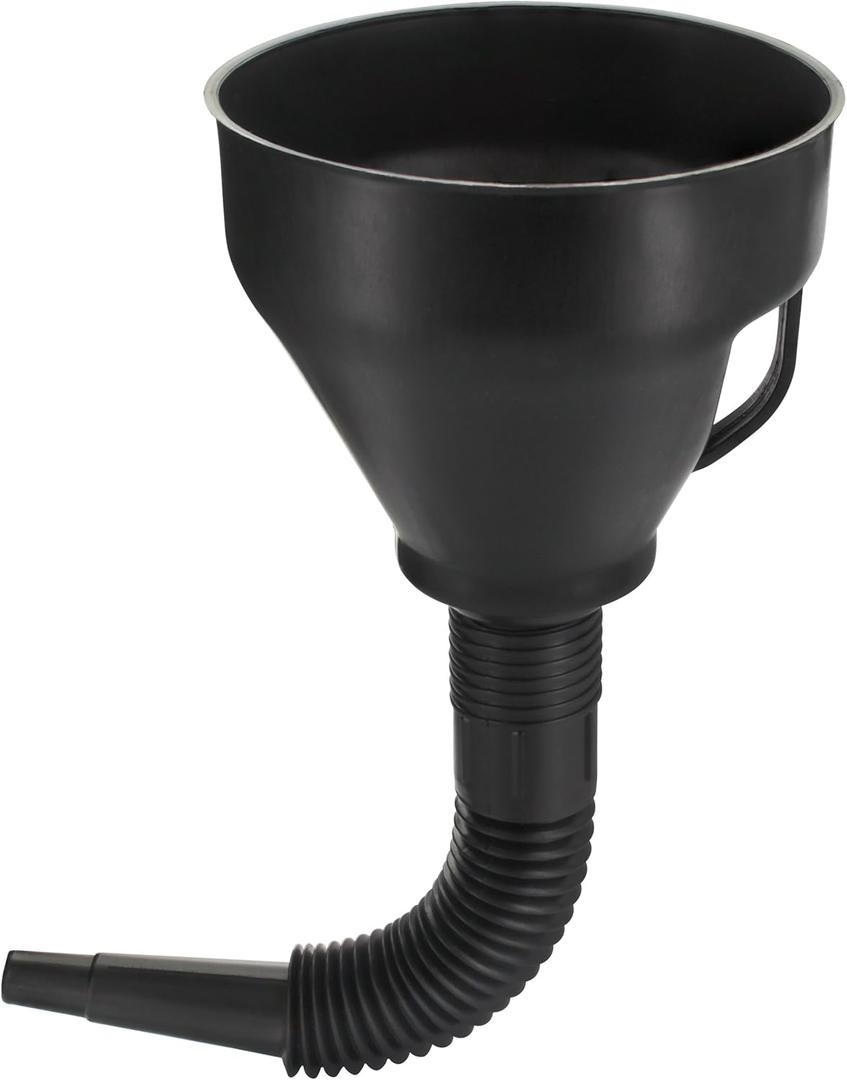 Wekster Oil Funnel with Hose - Wide Mouth Gas Funnel with Handle - Large Funnels for Automotive use - Long Flexible Spout Extension, Removable Mesh Filter for Water, Fuel, Transmission, Oil Change