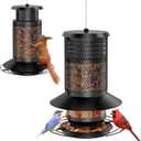 Squirrel Proof Bird Feeder, Metal Bird Feeders for Outdoors Hanging, Weight-Activated Squirrel-Proof Design w/ 360 Wrap Around Baffle, Large Capacity Hanging Birdfeeder for Outside, Black