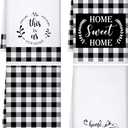 Honoson Christmas Kitchen Towels Ultra Absorbent Dish Quick to Drying Buffalo Plaid Hand Towel Polyester Cleaning Tea Towels for Home Washing Drying Dishes Kitchen Supplies(Black, White,Stylish)