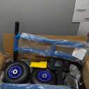 Snow Shovel with 29.13x19.8 in Wide Blade, Heavy Duty Rolling Snow Pusher Shovel with Adjustable Handle and 5-Position Angled Blade for Driveway, Doorway, Sidewalk, Pavement, Black & Blue