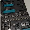 42-Piece Metric Tap and Die Set with Comfortable Ratcheting Tap Handle for Internal and External Threading