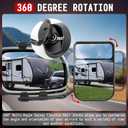Towing Mirrors, Mirror Extensions For Towing, Mirror 360 Degree Rotation, Adjustable Dual View Tow Mirrors for Vehicle Car Truck Trailer Auto Caravan, 2PCS