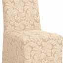 SureFit Scroll Long Dining Chair Slipcover in Champagne