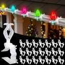 Lizemqqi 100 Pcs Christmas Gutter Clips, No Tools Needed 180 Rotating Heavy-Duty Light Clips for C7 C9 Mini String Lights, Outdoor Shingle Hooks for Xmas Halloween Decor (White)