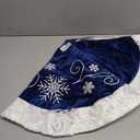 XAMSHOR Blue Christmas Tree Skirt 32 Inches Snow Sequin Embroidery with White Trim Border Decor for Xmas Holiday Party Ornaments