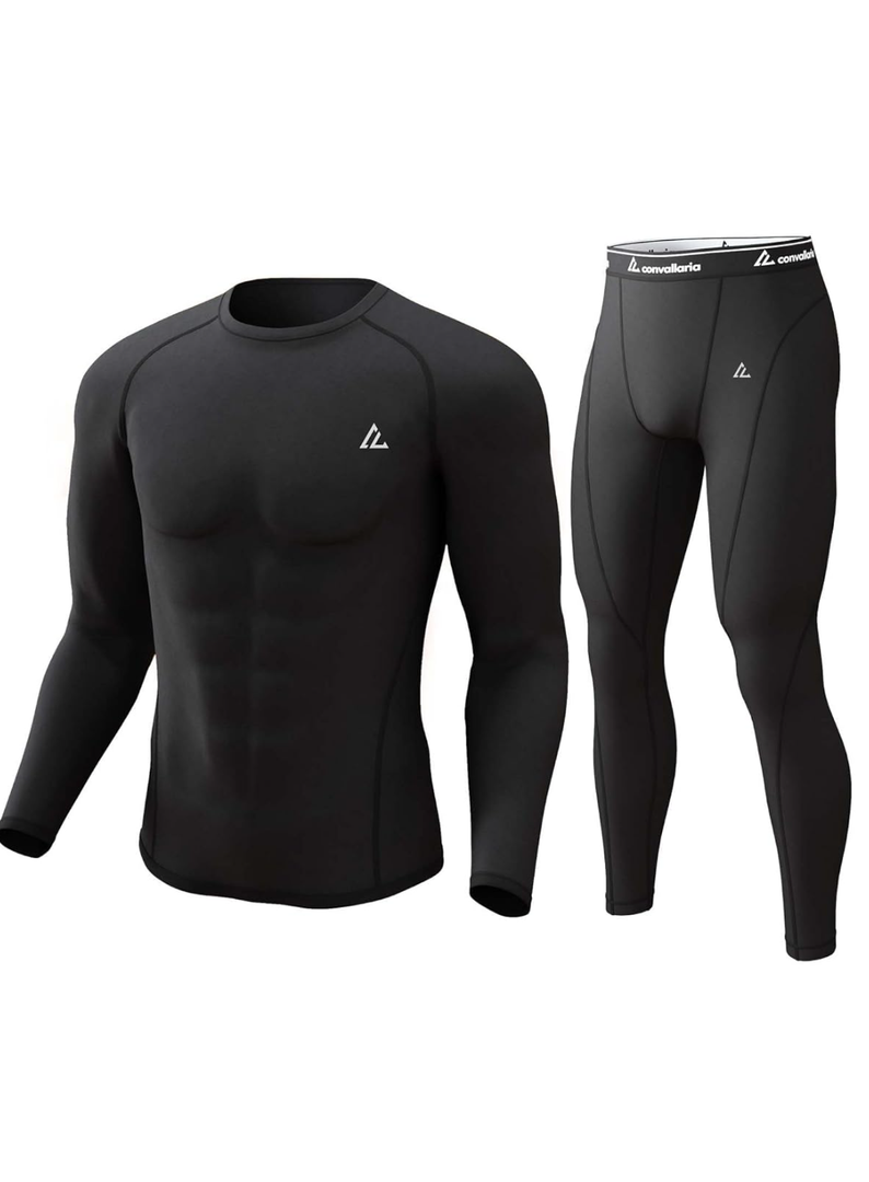 CL convallaria Thermal Underwear for Men Long Johns Fleece Lined Hunting Gear Set Base Layer for Cold Weather  Size LARGE