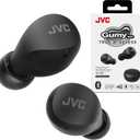 JVC Compact and Lightweight Gumy Mini True Wireless Earbuds Headphones, Long Battery Life (up to 23 Hours), Sound with Neodymium Magnet Driver, Water Resistance (IPX4) - HAA6TB (Black)