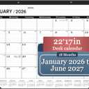 Desk Calendar 2026(January 2026 - June 2027)2026 Desk Calendar Large 22 x172026 Calendar,Classic Black,Large Calendar 2026-2027 with Plastic Cover