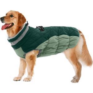 Lelepet Warm Dog Winter Coat Dog Coats for Extra Large Dogs Waterproof Dogs Jacket with Harness Built in Reflective Cold Weather Coats Windproof Zip-Up Winter Fleece Vest Snowsuit Great Dane 3XL (Teal Green)