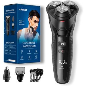 Cordless Electric Razor for Men: 3-in-1 Shaver for Beard/Nose/Sideburns - IPX7 Waterproof Travel Kit