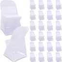 Newwiee Spandex Stretch Folding Chair Covers Bulk Fitted Universal Chair Protector Pack Removable Washable for Wedding Party Dining Banquet Event(White,25 Pcs)