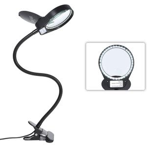 Magnifying Glass Lamp 3X 10X, Stepless Dimmable LED Magnifying Lamp with Dust Cover Metal Clamp,Adjustable LED Magnifier with Light and Stand for Crafts Reading Workbench Close Work