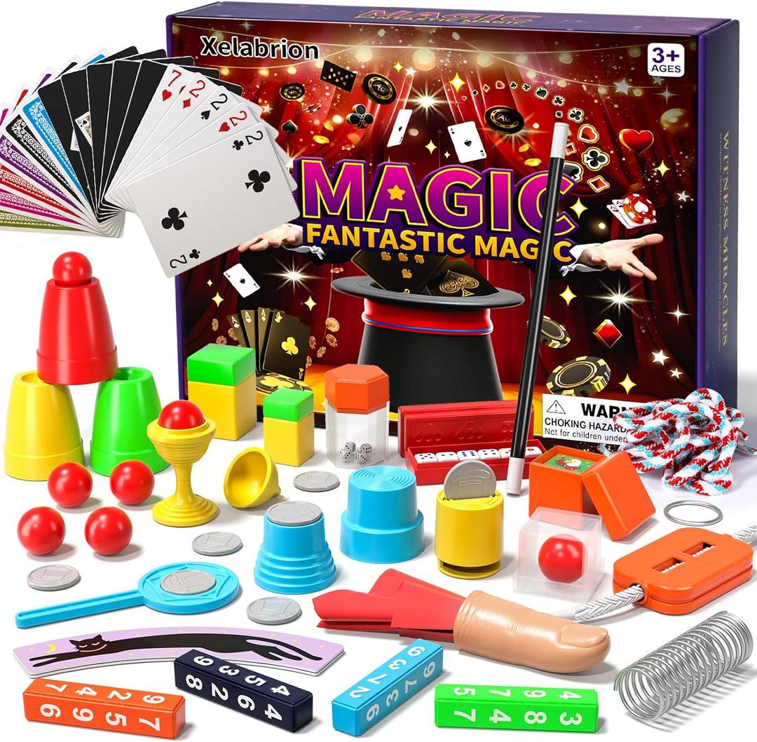 Magic Kit for Kids, 130 Magic Tricks Set for Kids with Magic Wand, Manual and Videos, Magic Set Toys Board Game Gifts for 6 7 8 9 10 11 12 Years Old Kid Boys Girls Beginner Christmas Birthday Parties