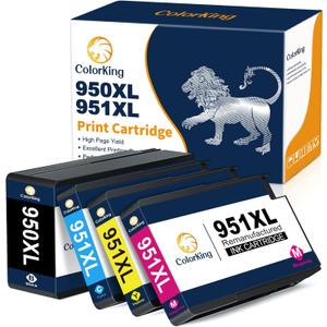 ColorKing Remanufactured 950 XL 950XL 951 XL 951XL Combo Pack Ink Cartridge Replacement for HP OfficeJet Pro 8600 8610 8615 8620 8625 8630 8640 8660 8100 276dw 251dw 271DW Printer (4 Packs)