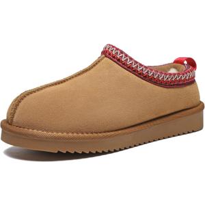 Meik Mangni Women's Slippers Genuine Suede Platform Mini Boots Mens Faux Fur Warm Lining Winter Mules Cozy Warm House Shoes Indoor and Outdoor (11, Khaki)