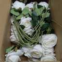 Hananona Artificial Roses in Bulk, Fake Velvet Silk Roses Realistic Rose for Wedding Centerpieces Flower Arrangement Home Decor (50, White)
