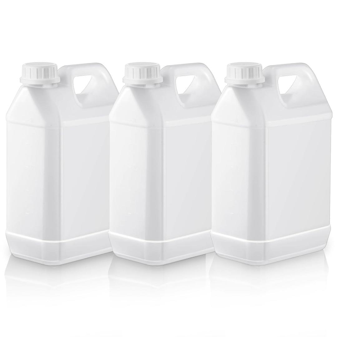 Ziliny 2 Pcs 1 Gallon Plastic Jug with Lids Square Empty Storage Containers Hdpe Carboy Plastic Jar Containers for Water Milk Beverage Oil Liquids (White)