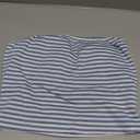 Women's Striped Print Tube Tops Strapless Fitted Tank Tops Y2k Going Out Tops (Blue and White), Size S