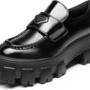 DREAM PAIRS Women's Chunky Loafers Platform Comfortable Slip-On Dressy Business Casual Fashion Outfit Loafer Shoes (7.5, Black-pat)
