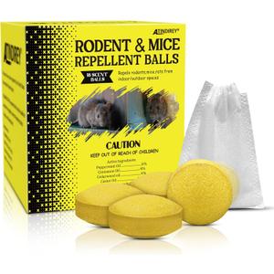 Rodent & Mice Repellent,Indoor/Outdoor/Car Engine Protection,Long-Lasting Peppermint Oil Formula,Safe for Pets & Kids,30-60 Days Effective Mouse Deterrent (18, Yellow)