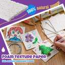 Wonderjune 40 Pcs Christmas Foam Texture Painting Paper for Craft, Magical Foam Texture Paper Sheet with Water Brush Pen, Handicraft Blank Painting Sheet for 3D Craft DIY Art Supplies (Square)