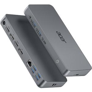 Acer Docking Station,14-in-1 Triple Display USB C Docking Station, 3 Monitors with 4K HDMI 2.0, DisplayPort 1.4, 10 Gbps USB-C and 5 Gbps USB-A Data, 1 Gbps Ethernet, Audio, 60W Charging for Laptop