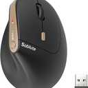 SABLUTE MAM3 Ergonomic Mouse, Bluetooth Mouse for Small/Medium Hands,Dual-Device Connectivity for Computer/Laptop, Rechargeable Wireless Vertical Mouse with 4 Adjustable DPI for Window,Mac OS,Black