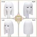 SUKRI White Bob Wig with Bangs Short Straight White Wigs for Women Silver White Bob Hair Wig for Party Cosplay Daily Use, 12Inch