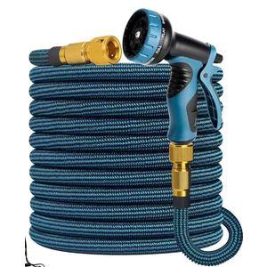 50 ft Expandable Garden Hose - Kink Free Flexible Water Hose with Thumb-Controlled 10-Function Nozzle, 3/4 Solid Brass Connectors, Retractable Latex Core - Lightweight Expanding Hose