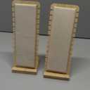 SWTOOL 2PCS Natural Body Bamboo Jewelry Necklace Display Stand with Beige Flannelette Soft Mat Necklace Pendant Tabletop Display Holder for Home Selling Shows
