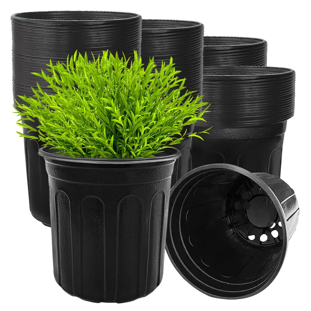 50 Pack 1 Gallon Plant Nursery Pots,Plastic Seedling Pot with Drainage Holes,Flexible Garden Flower Plant Container for Potting,Succulents,Cuttings,Transplanting,Black