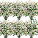 Ouddy Decor 24 Bundles Artificial Flowers for Outdoors Fake Silk Flowers UV Resistant Faux Plastic Plants for Spring Summer Garden Porch Window Box Table Vase Home Indoor Outdoor Decoration, White