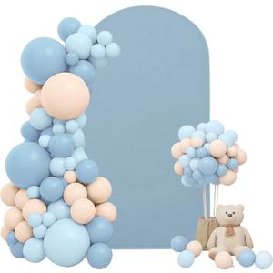 7.2FT Wedding Arch Cover Stretchy Fitted Arch Cover Round Top Stand Covers Double-Side Chiara Cover Backdrop Cover for Wedding Birthday Party Ceremony Baby Shower Decoration(Dusty Blue)