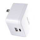 PHILIPS iPhone USB Wall Charger Block, 22.5W Charging Block with USB C and USB A for iPhone 16, 15, 14 Series, iPad, Power Adapter Cube, Foldable Plug Charging Box, White, DLP2507PTS1/27