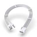 EZDIY-FAB PCIE 8-Pin Female to 8-Pin (6+2) Male Power Supply Adapter Extension Cable for Graphics Card or PCIE Device 11.8 inch (30 cm)-All White