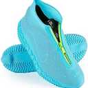 Zbyoujer Waterproof Rain Shoe Covers, Silicone Overshoes with Zipper Non-slip Galoshes for Men and Women (S (Kids 3-5 year), Blue) (S (Kids 3-5 year), Blue), S