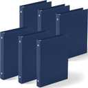 Henoyso 6 Pcs 1 Inch Mini 3 Ring Binders Fits 5.5 x 8.5 Paper, Holds(Capacity 200 Sheets), Plastic Flexible Three Round Rings Small Dark Blue A5 Binders Bulk for School, Office Use, Photo Album
