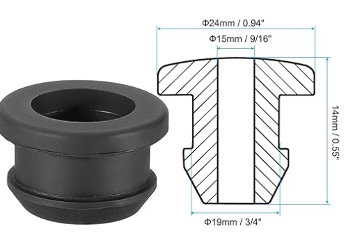 PATIKIL 19mm / 3/4 Inch Drill Hole,9/16 Inch ID Rubber Grommets, 10 Pcs Top Hat Grommet for Wiring Eyelet Ring Gasket Automotive Firewall Cable Hole Plugs Wires Protection, Black